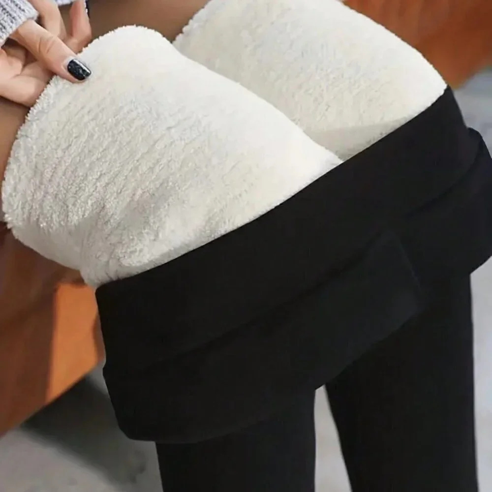 Black Casual Womens Solid Fuzzy Pants